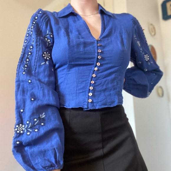 free people EMBROIDERED BLOUSE in size small! - Picture 2 of 4